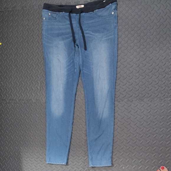 LEI Blue Women's Jeggings with Black Waistband - Picture 1 of 9